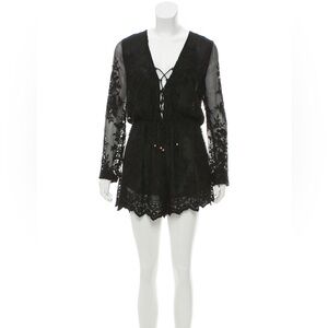 ZIMMERMAN Black Flower Lace Jumpsuit Romper Small